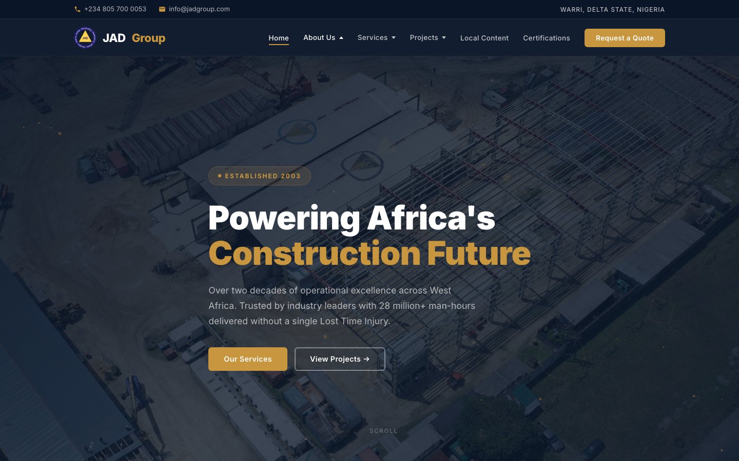 JAD Group energy services website