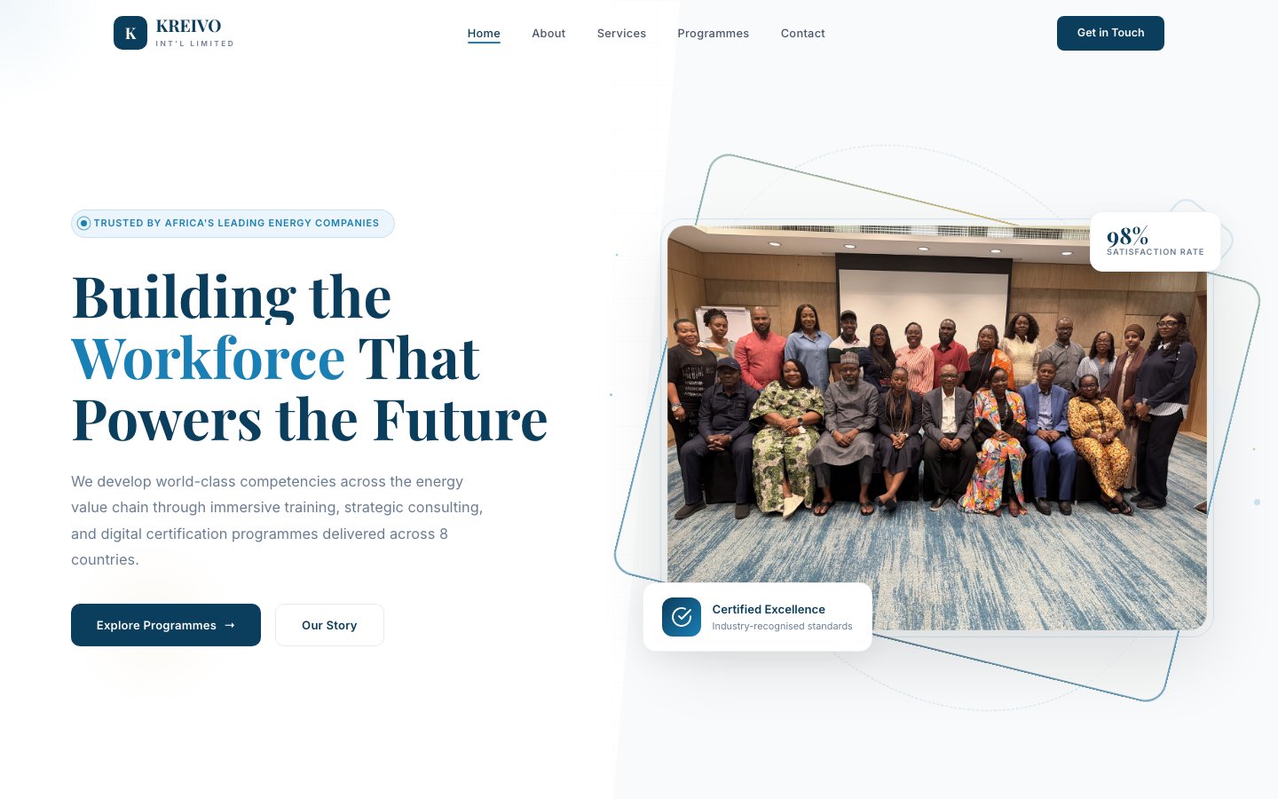 Kreivo International training company website